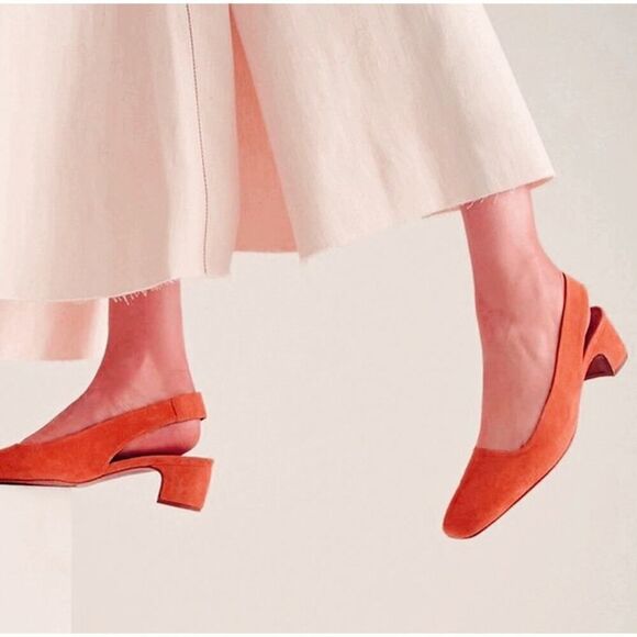 By Far Danielle Orange Suede Slingback Pumps Size 36 (US 6) Made in Italy - Picture 11 of 11